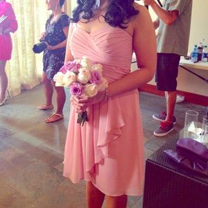 Davids Bridal Blush Pink Knee Length Chiffon Dress